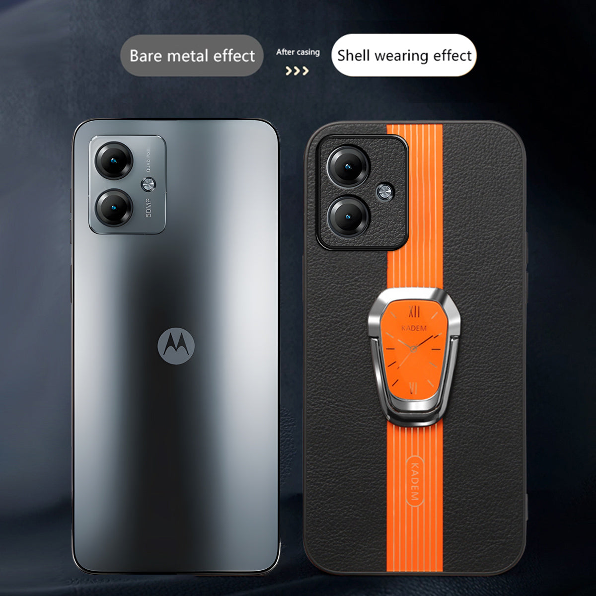 KADEM For Motorola Moto G54 5G Case Electroplating Leather Coated TPU+Acrylic Phone Shell KADEM For Motorola Moto G54 5G Case Electroplating Leather Coated TPU+Acrylic Phone Shell